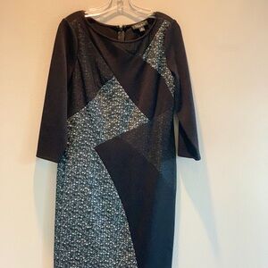 S.L. Fashions Black and Gray Long Sleeve Dress